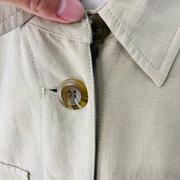 INC International a concept Y2K Light Tan Linen Silk Blend Blazer Button Jacket - Picture 4 of 7